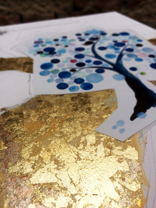 Gold leaf tree of life artwork from Gan Eden series
