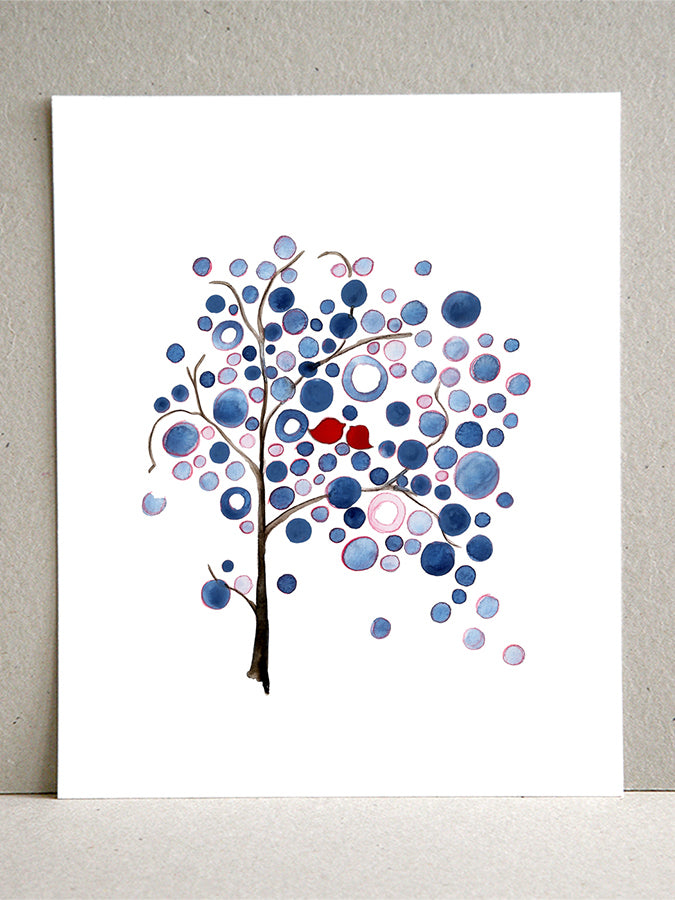 AMERICAN FLAG TREE Watercolor ART PRINT - Reviewed by Rochelle Fowler
