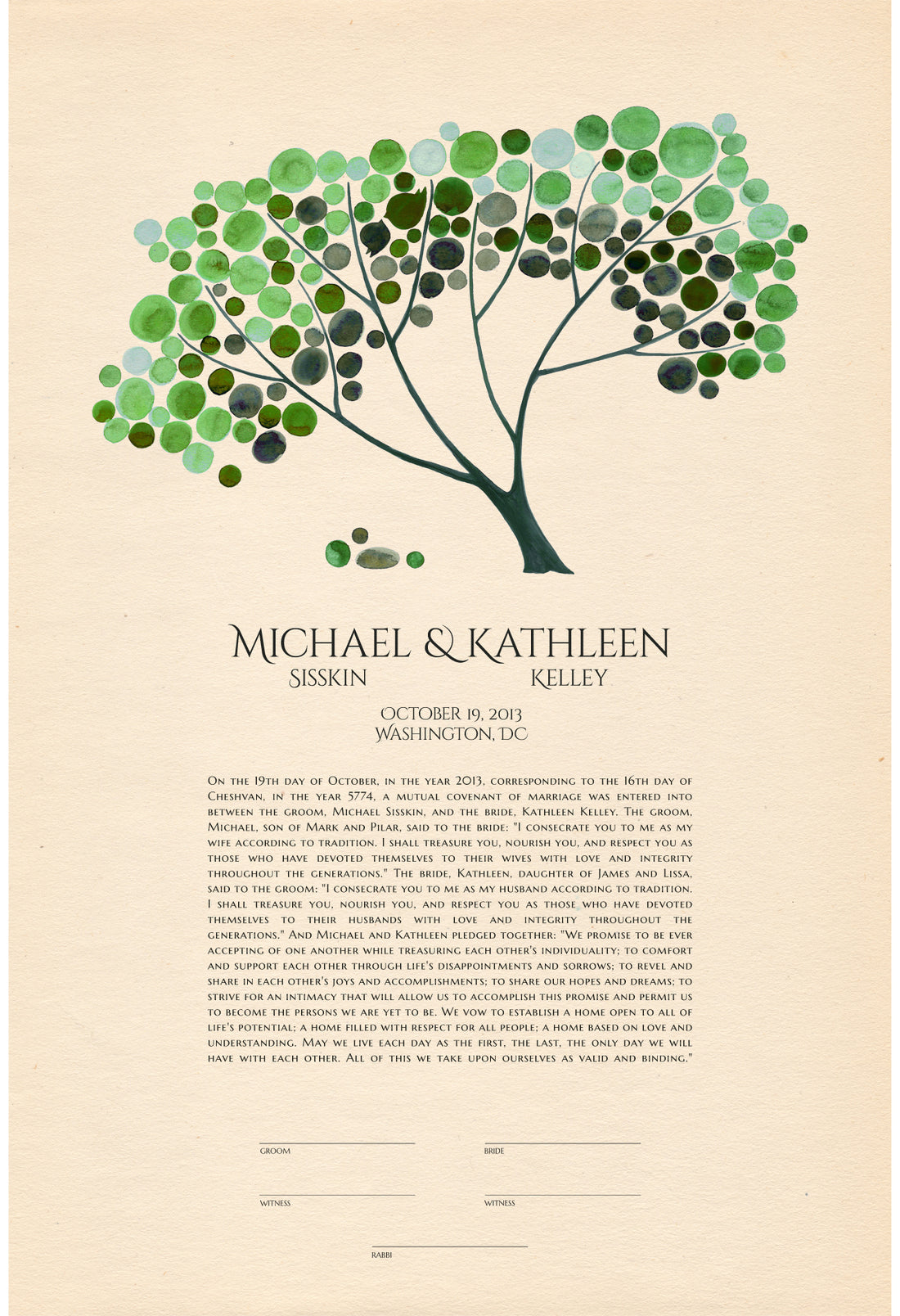 MODERN KETUBAH SPRING TREE OF LIFE - Reviewed by Kathleen Kelley