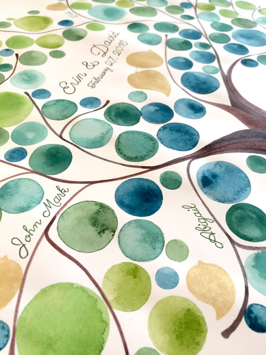 FAMILY TREE ORIGINAL WATERCOLOR PAINTING WITH GOLD PIGMENT COLORS - Reviewed by Erin Bogar