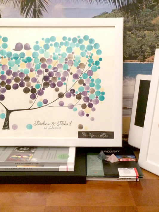 Original custom painted tree of life >> polka dots in watercolor