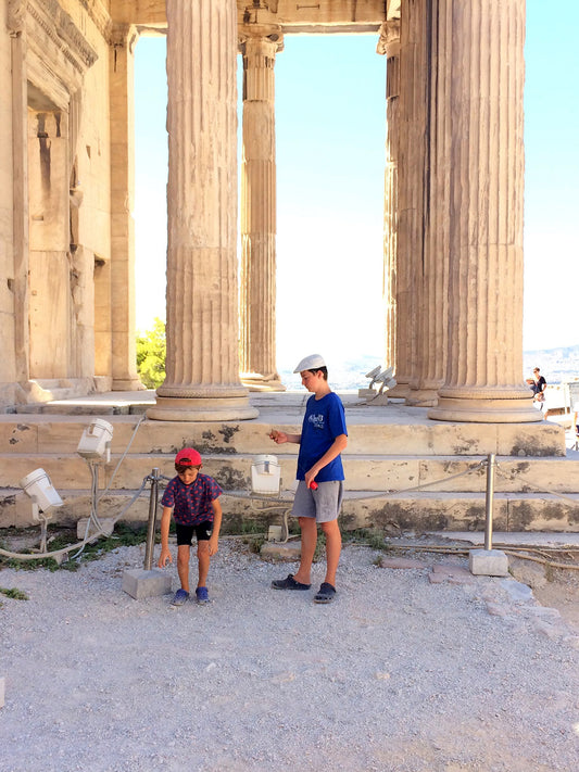 David and Peter explaining the construction of the temple