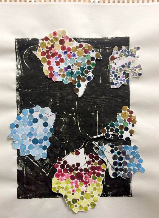 watercolor collage on paper gan eden