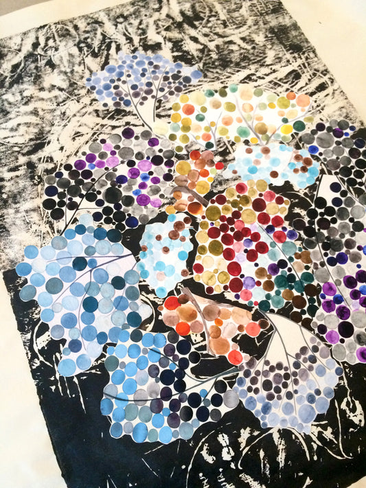 Gan Eden art of living collage dots painting