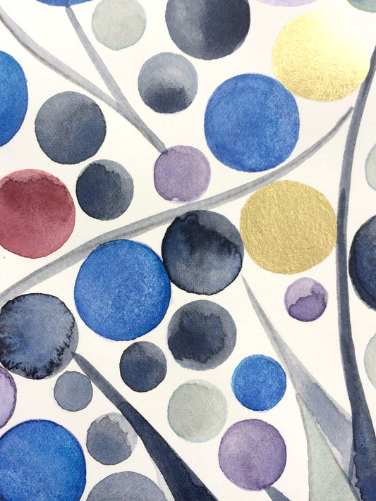 Watercolor and gold leaf ketubah detail
