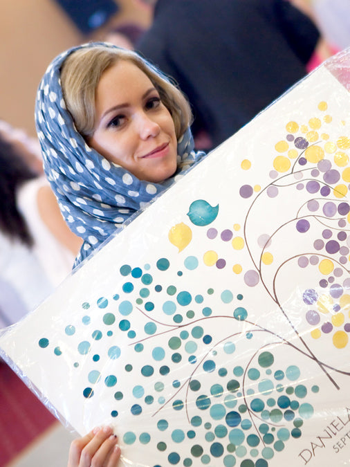 Painted wedding guest book