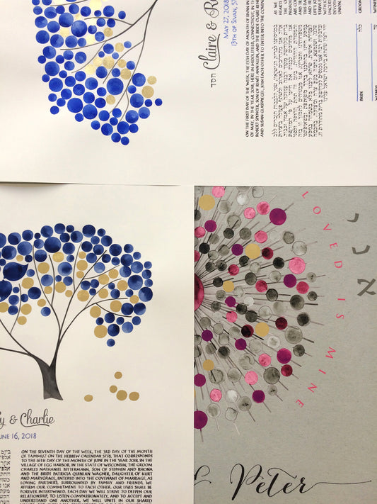 Multiple orders in our studio Guest books and matching ketubot