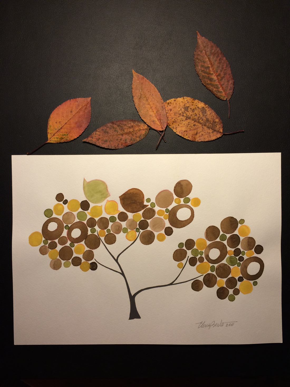 Original watercolor artwork Autumn tree