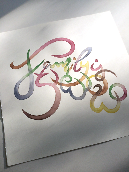 Name calligraphy Blessing - Handwritten wall decor gift < Family >