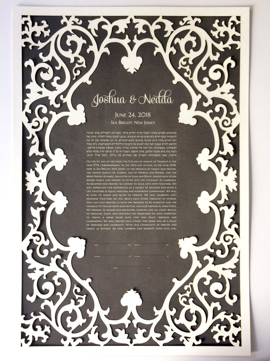 Romantic Art Nouveau papercut ketubah