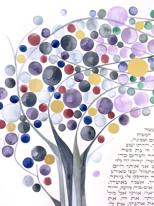 watercolor calligraphy ketubah painting orthodox text