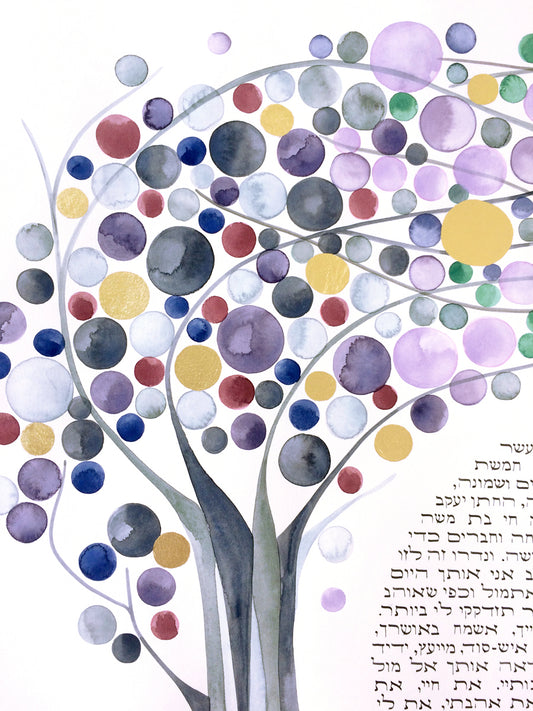 watercolor calligraphy ketubah painting orthodox text