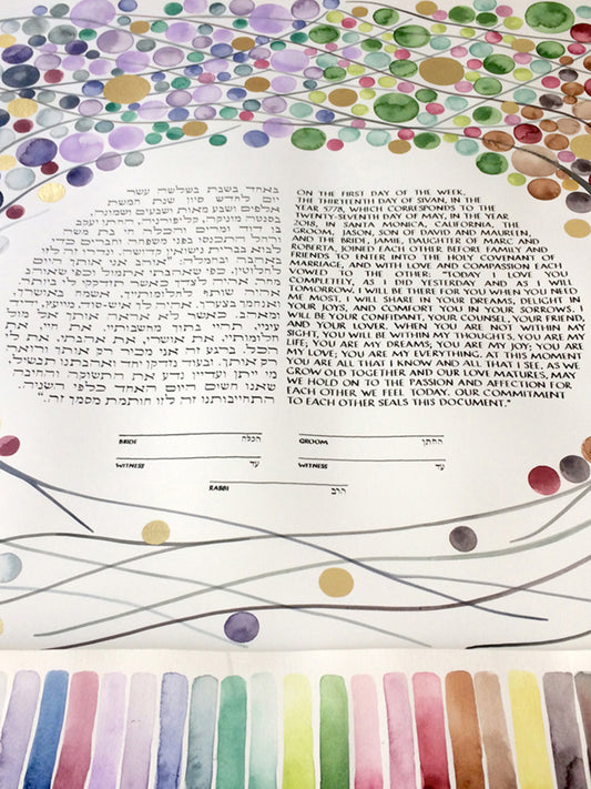Four seasons painted Ketubah and the color proof