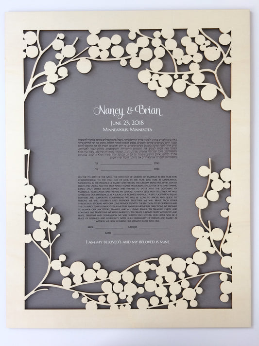 Woodcut layer interfaith ketubah