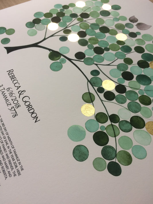 safari green moss ketubah gold