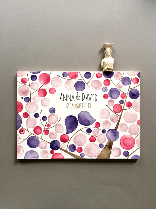 Jewel watercolor painted Wedding album