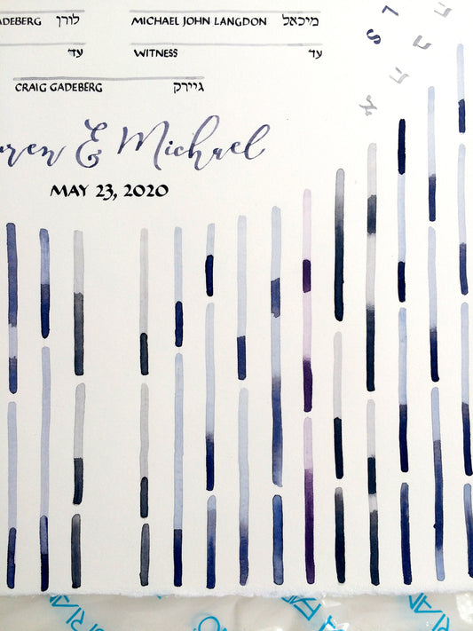 waterfall painted ketubah