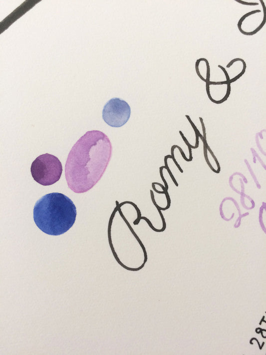 Watercolor calligraphy on Ketubah