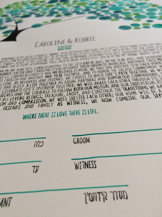 Ketubah in green sage