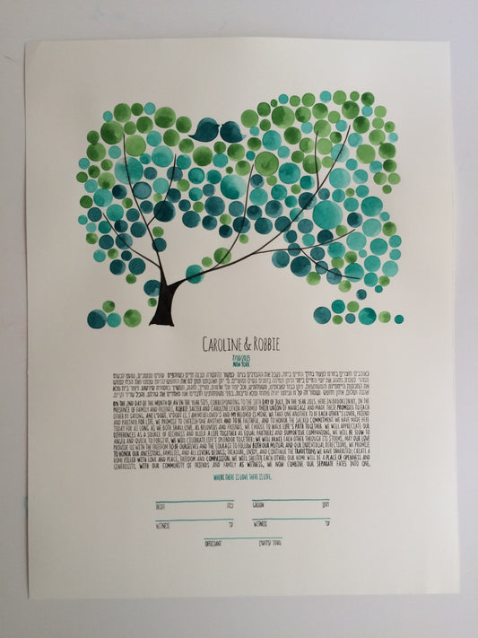 Original wark jewish ketubah Greenery