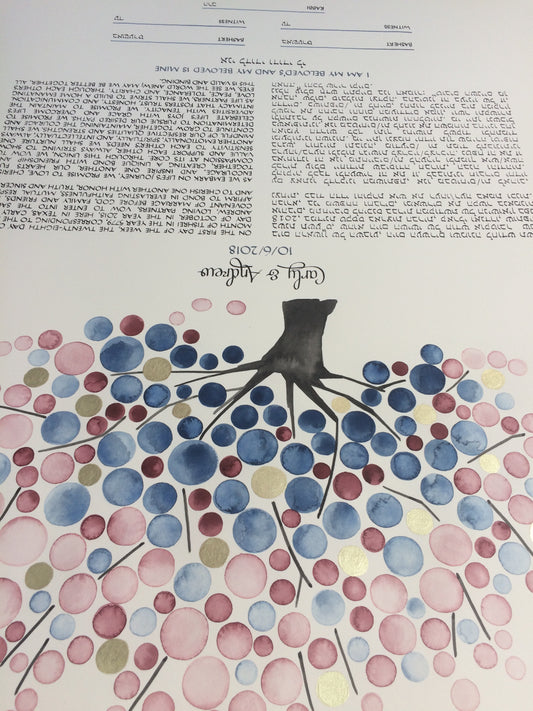 Reform Ketubah gold watercolor painting