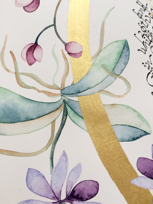 Orchid gold circle ketubah