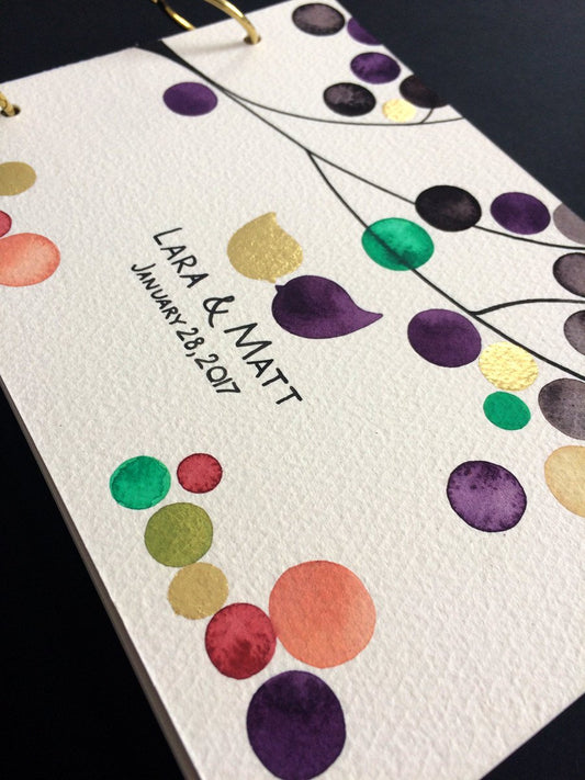 painted wedding album with gold leaf