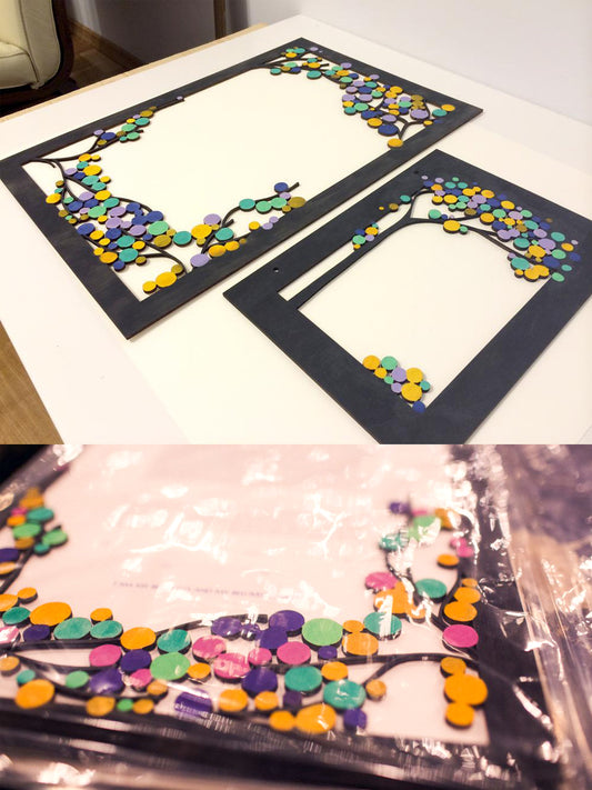 Ketubah and Wedding Guestbook custom painted woodcut layers