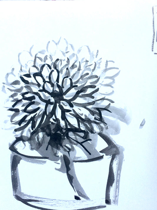 onceupoapaper elena berlo sumie sumi-e painting Japanese ink on paper black on white