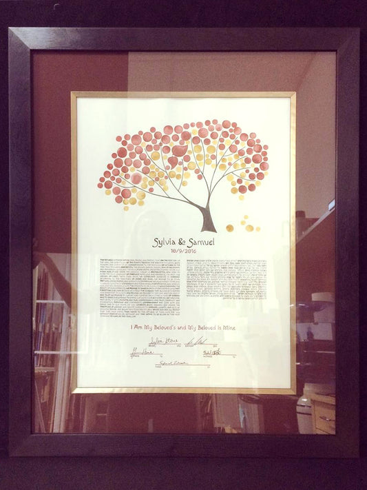 watercolor ketubah frame framed onceuponapaper elena berlo painted