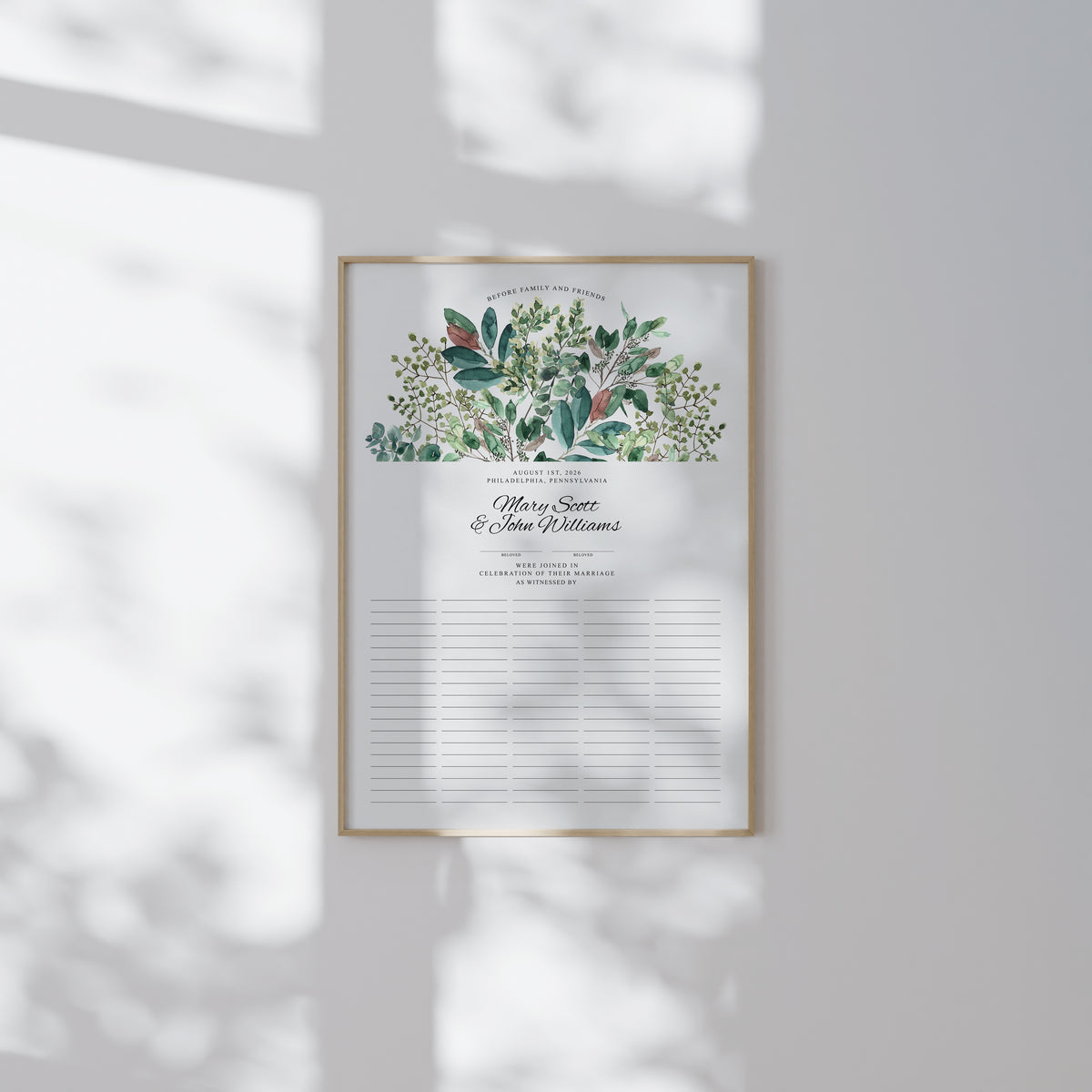 Leaf Canopy Quaker Marriage Certificate, Contemporary Botanical Print | Harmony, Continuity & the Living World | Heirloom Ceremony Keepsake