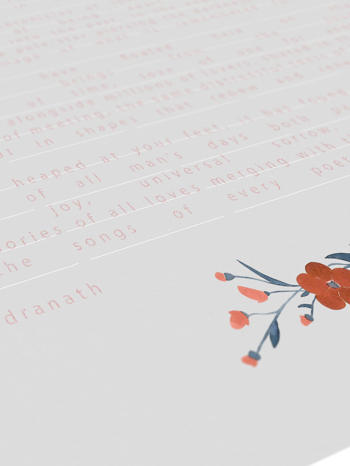 Unending Love Red Anemones | Modern Quaker marriage Wedding certificate | Heirloom Keepsake | Gift featuring Rabindranath Tagore's Poem