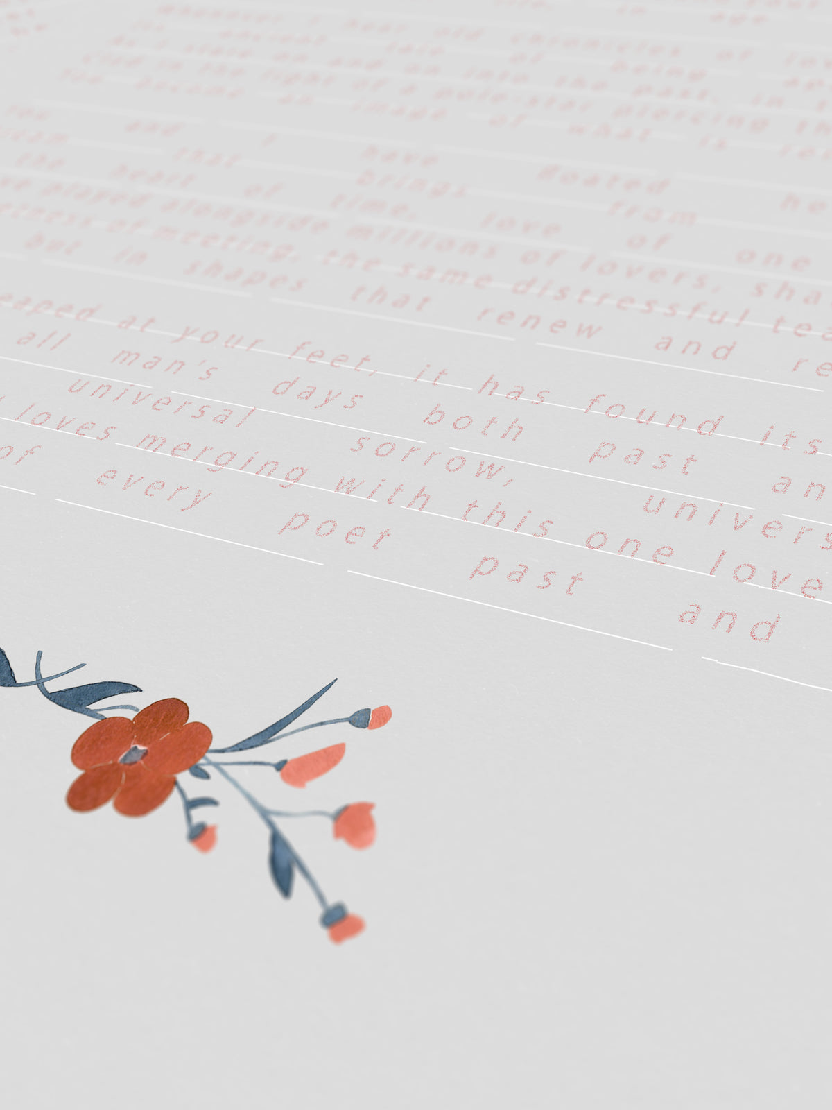Unending Love Red Anemones | Modern Quaker marriage Wedding certificate | Heirloom Keepsake | Gift featuring Rabindranath Tagore's Poem