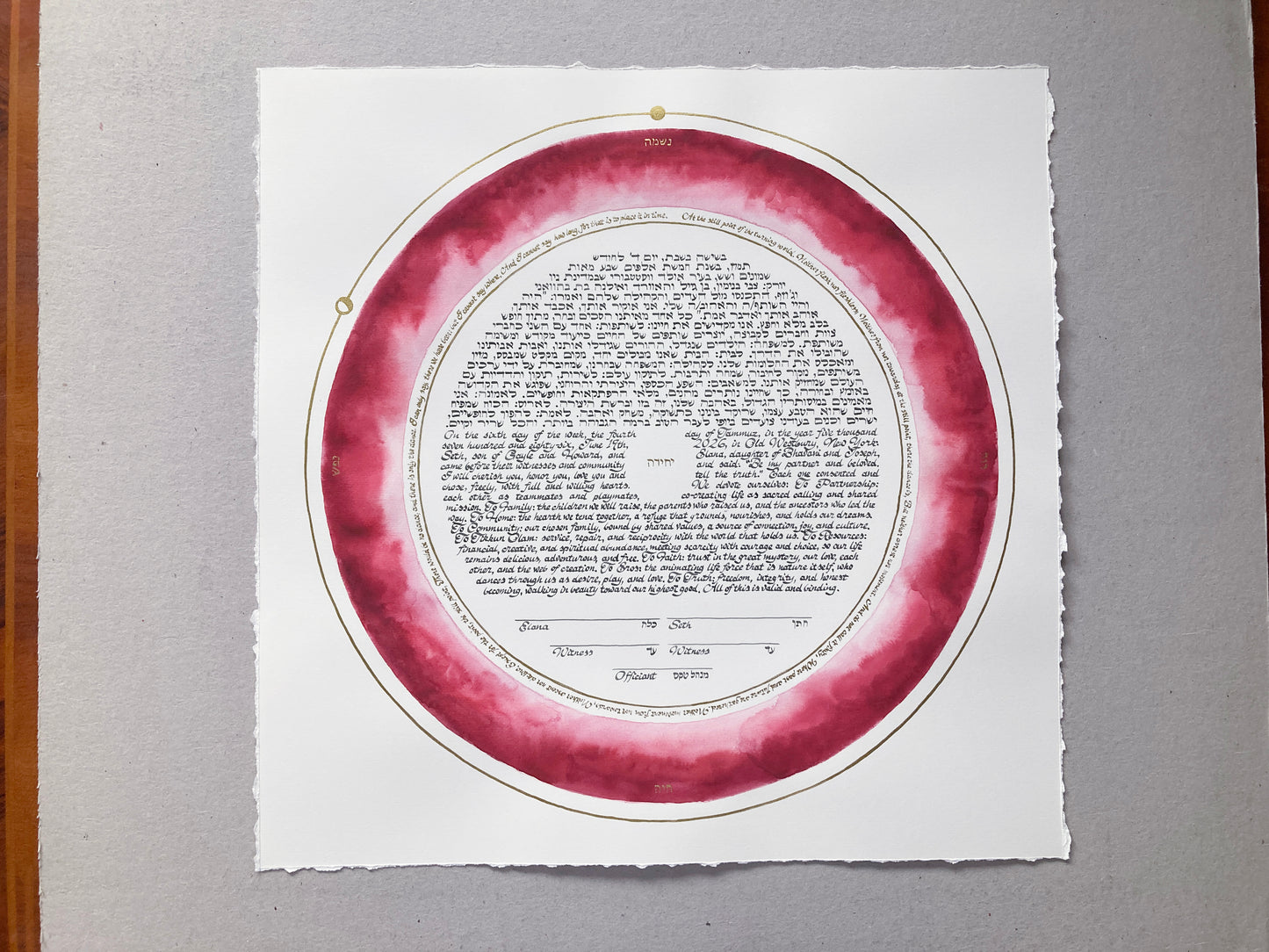 The Still Point of the Turning World Ketubah | Gold-Ringed Watercolor Skies Ancestral Inheritance Celestial Covenant