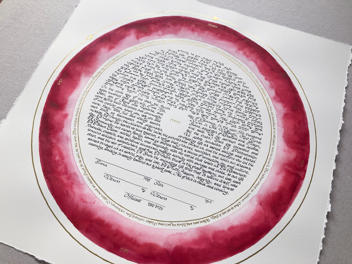 The Still Point of the Turning World Ketubah | Gold-Ringed Watercolor Skies Ancestral Inheritance Celestial Covenant
