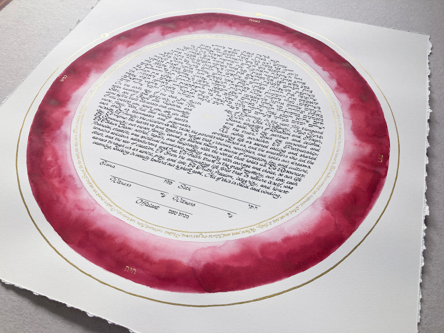 The Still Point of the Turning World Ketubah | Gold-Ringed Watercolor Skies Ancestral Inheritance Celestial Covenant