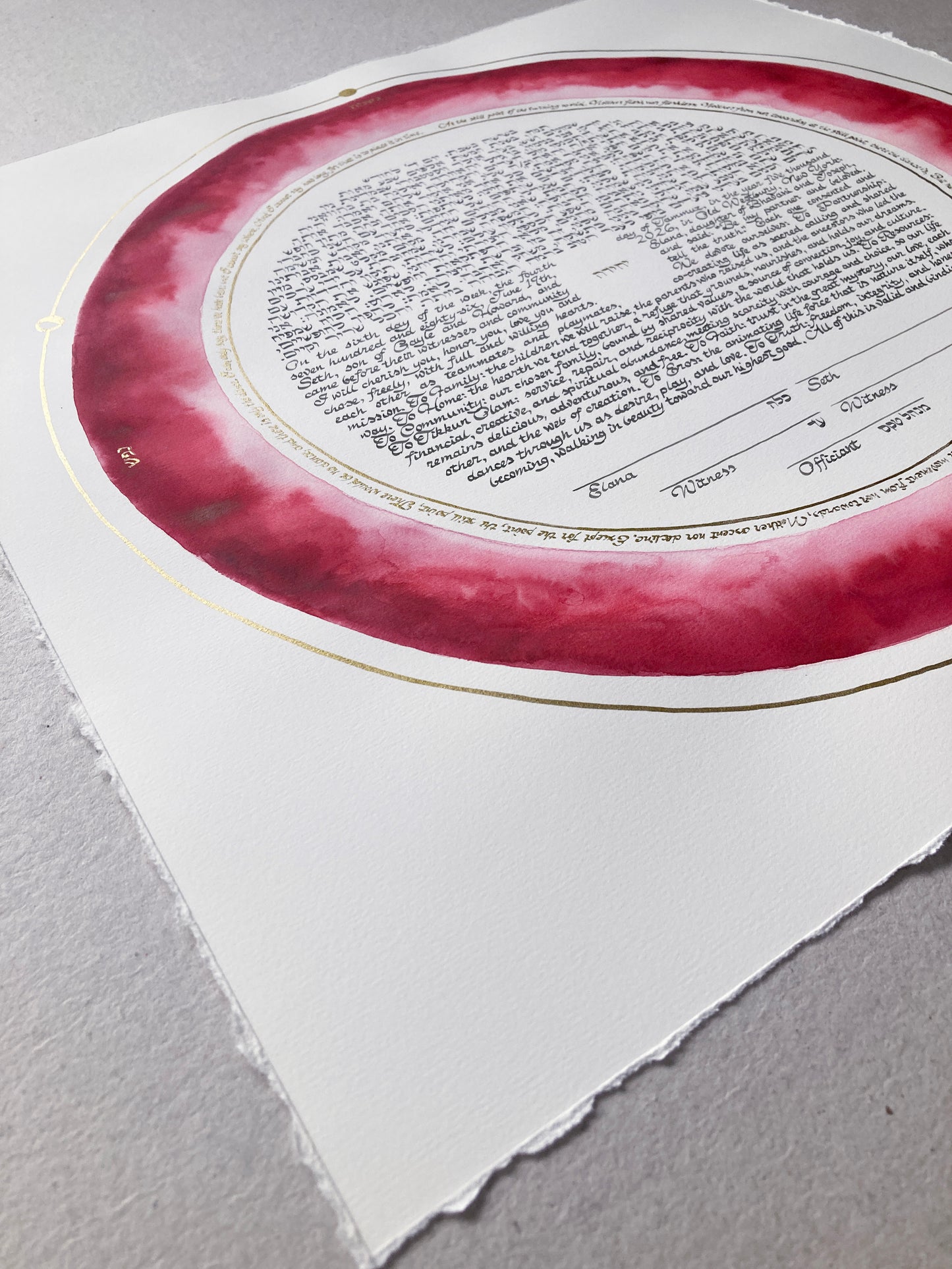 The Still Point of the Turning World Ketubah | Gold-Ringed Watercolor Skies Ancestral Inheritance Celestial Covenant