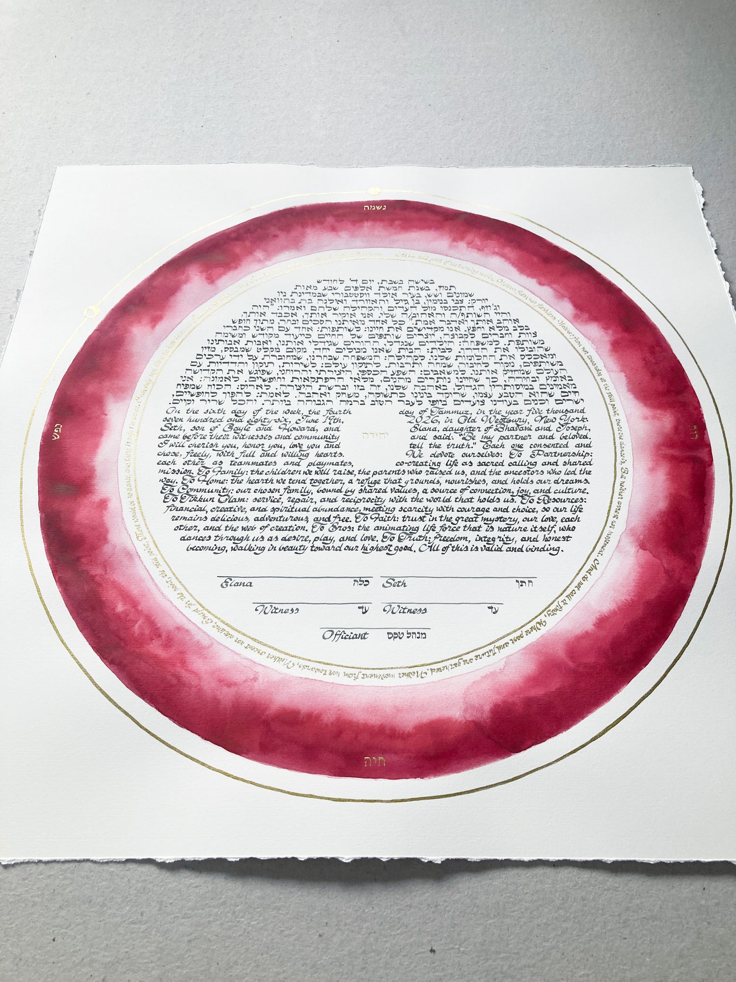 The Still Point of the Turning World Ketubah | Gold-Ringed Watercolor Skies Ancestral Inheritance Celestial Covenant