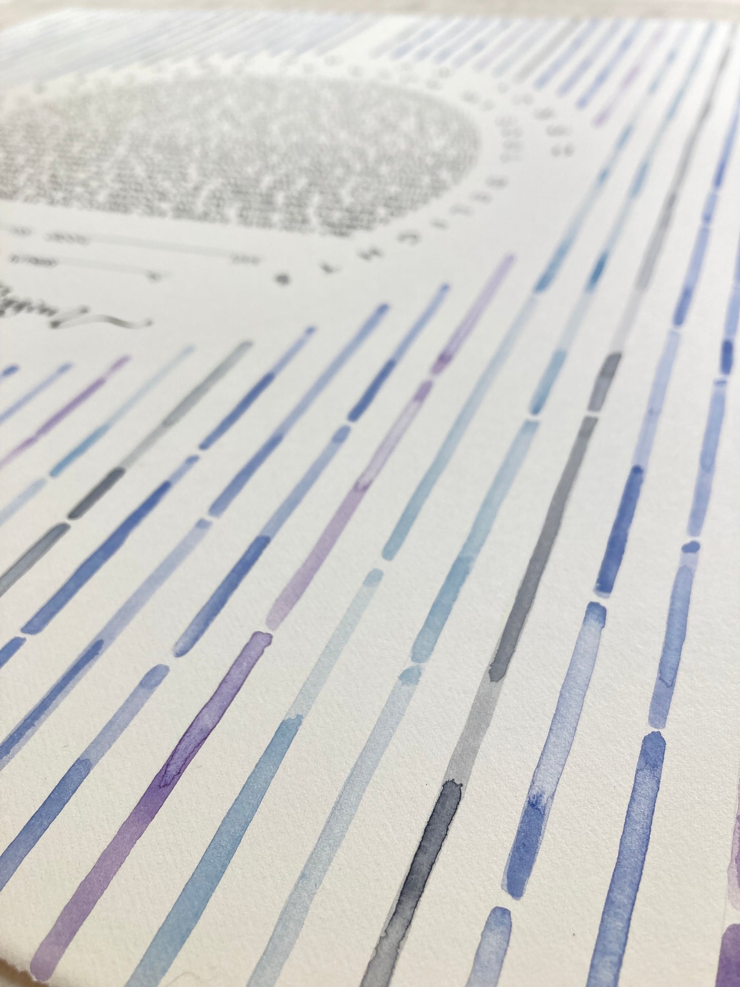 Mid century modern Waterfall Ketubah watercolor