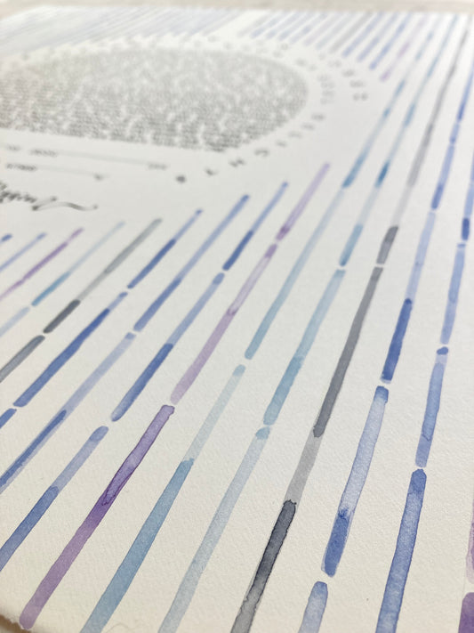 Mid century modern Waterfall Ketubah watercolor