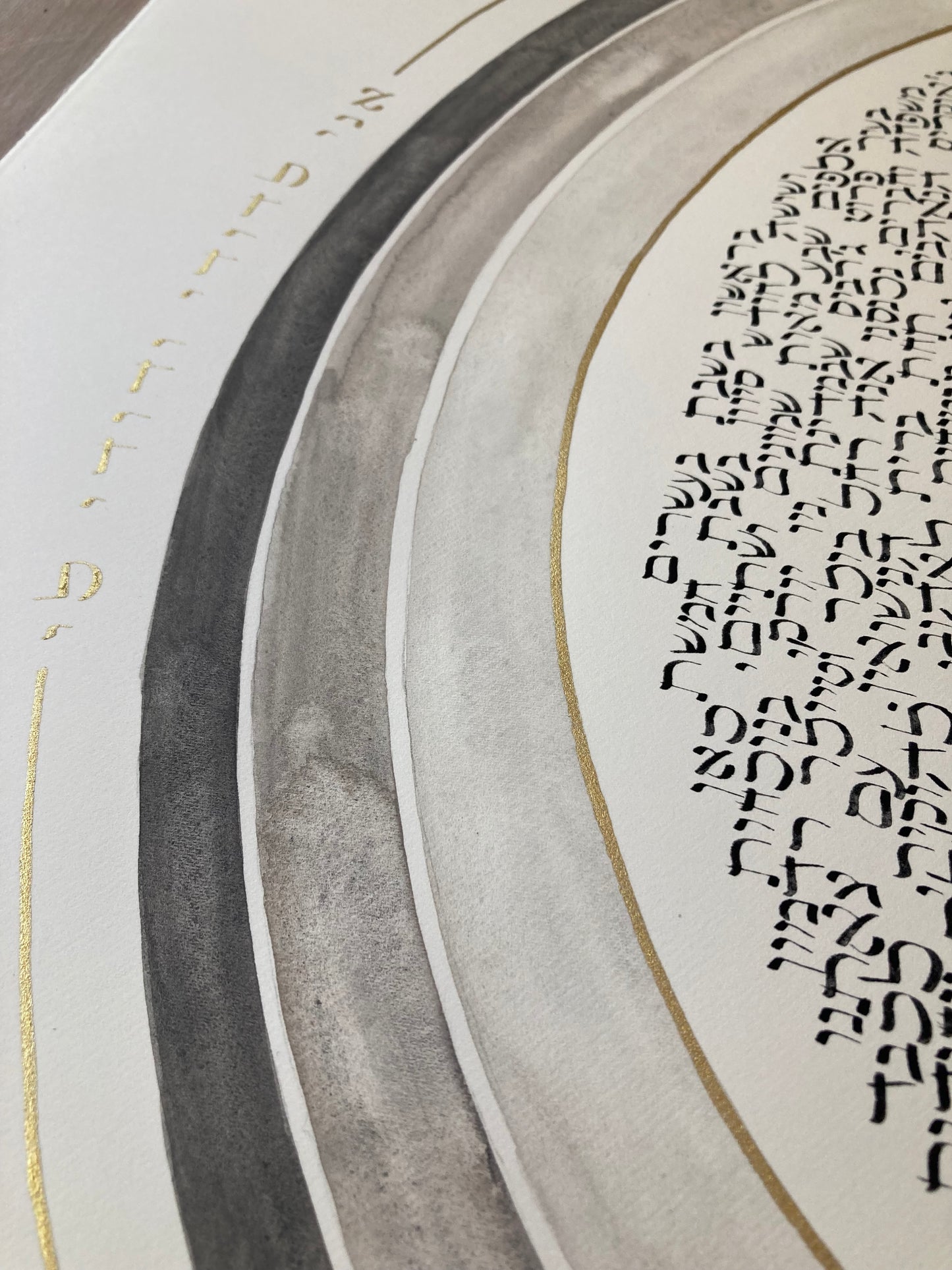 Single to Multi layered rings Gold Watercolor Custom Ketubah > printed or calligraphed texts