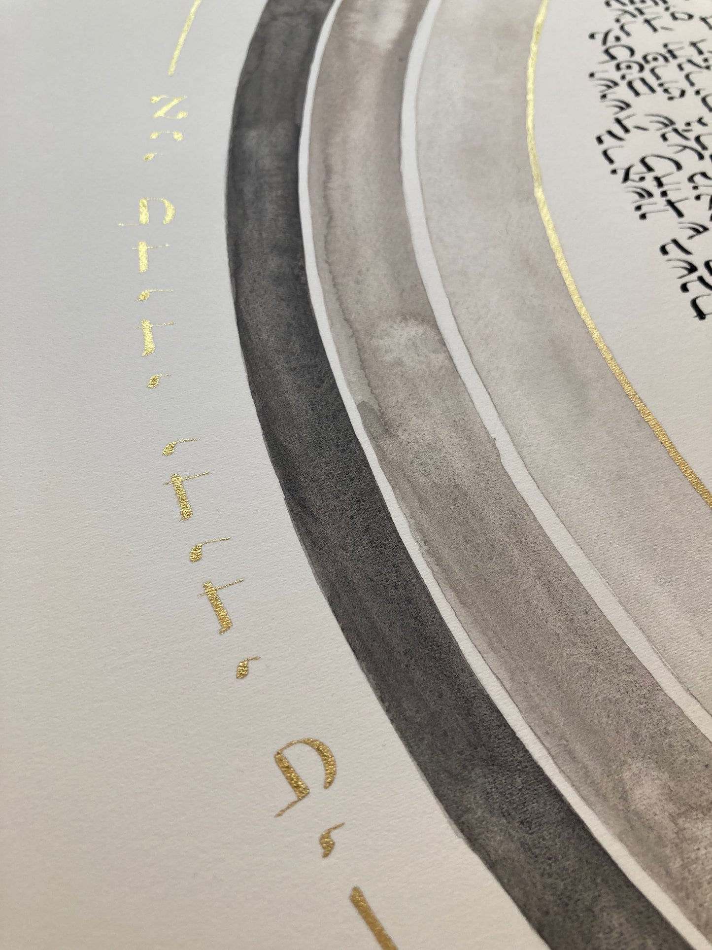 Single to Multi layered rings Gold Watercolor Custom Ketubah > printed or calligraphed texts