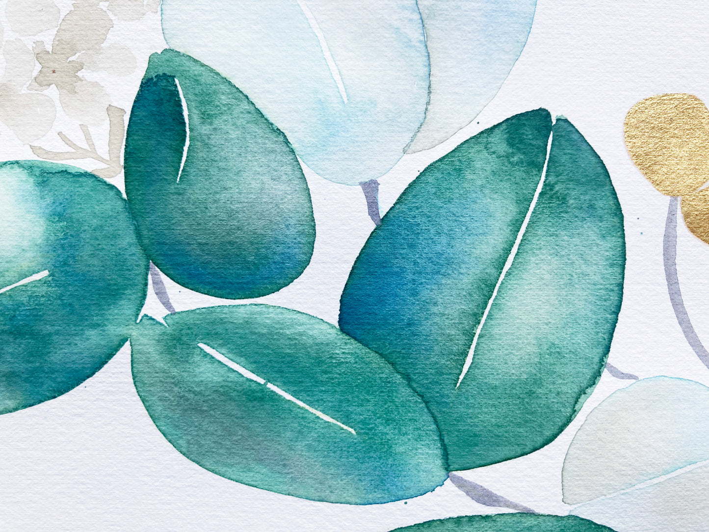 Eucalyptus & Gold Leaves Ketubah | Timeless Botanical Watercolor | Personalized Fine Art Jewish Wedding Certificate