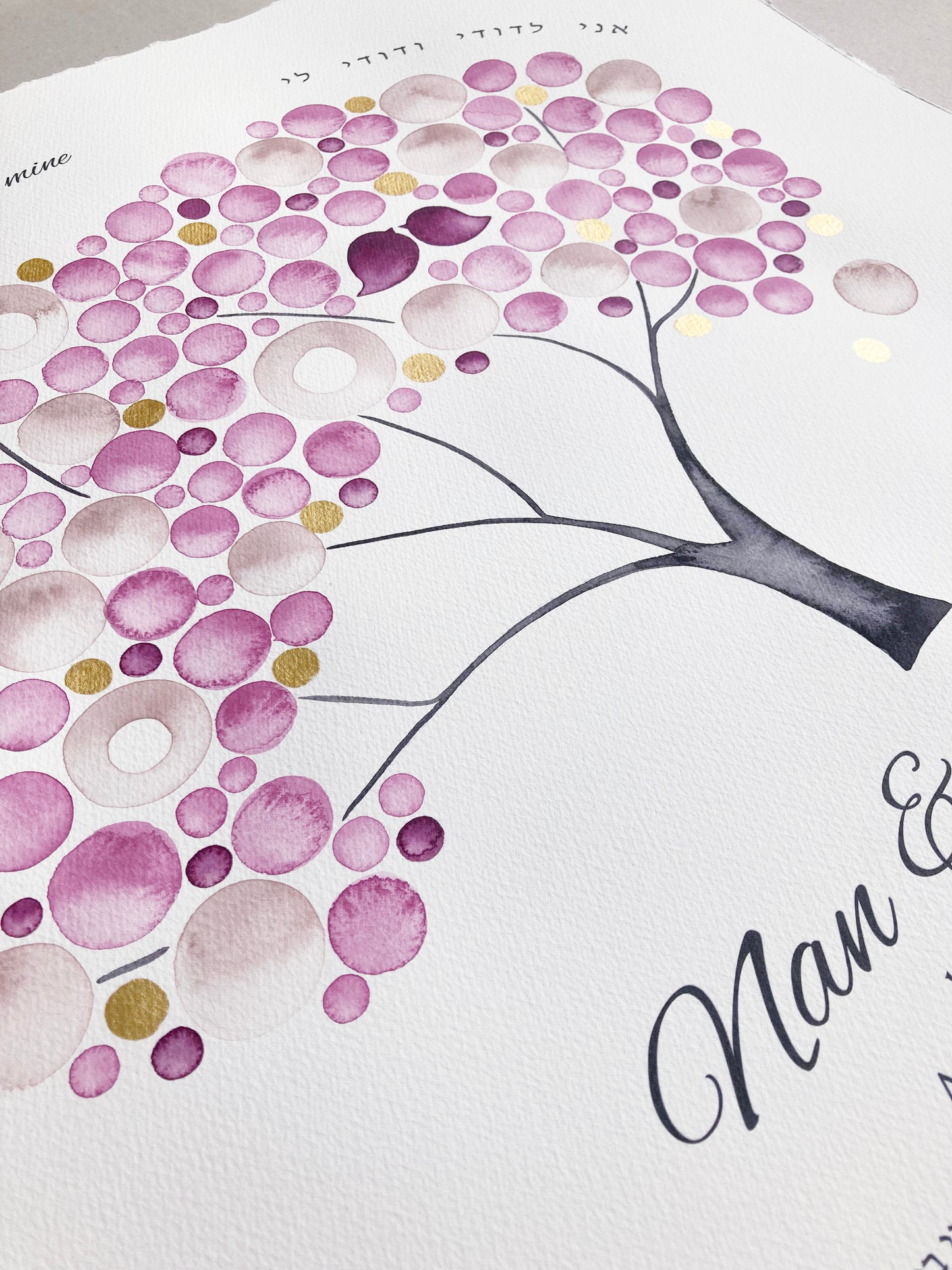 Reserved Listing for Nan H. - Gold Blush Lovebirds Tree of Life Ketubah | Watercolor Jewish Wedding Certificate | Personalized with Modern Printed Text
