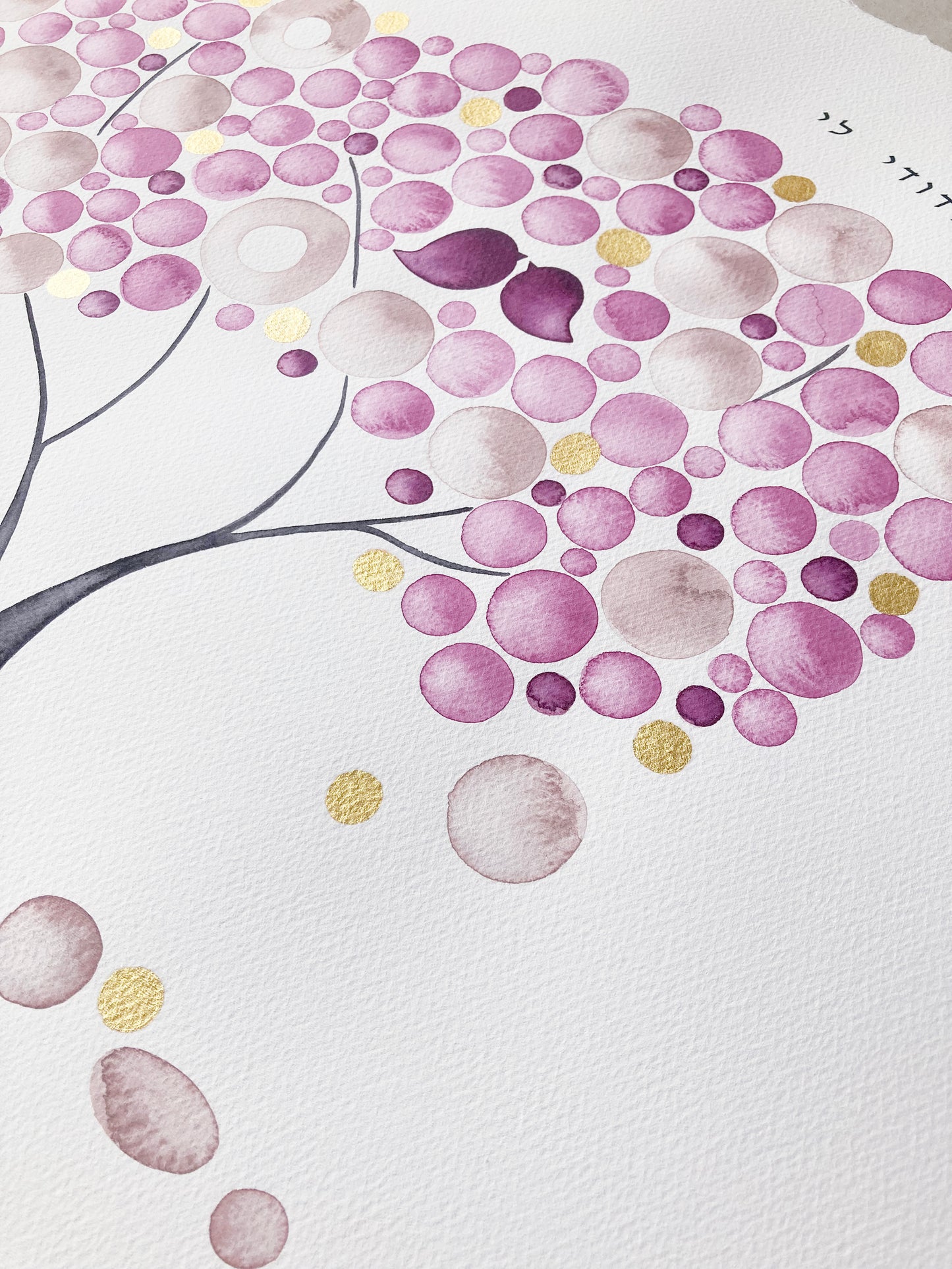 Reserved Listing for Nan H. - Gold Blush Lovebirds Tree of Life Ketubah | Watercolor Jewish Wedding Certificate | Personalized with Modern Printed Text