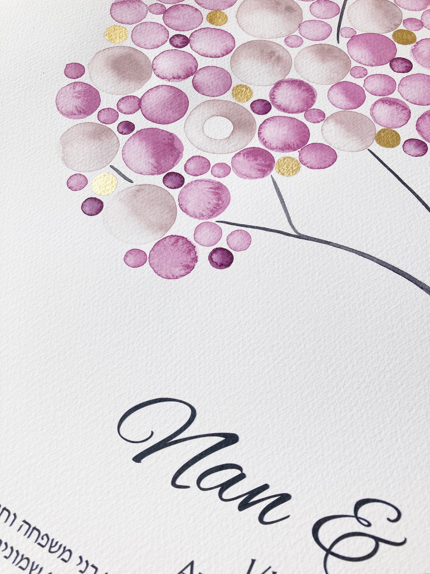 Reserved Listing for Nan H. - Gold Blush Lovebirds Tree of Life Ketubah | Watercolor Jewish Wedding Certificate | Personalized with Modern Printed Text