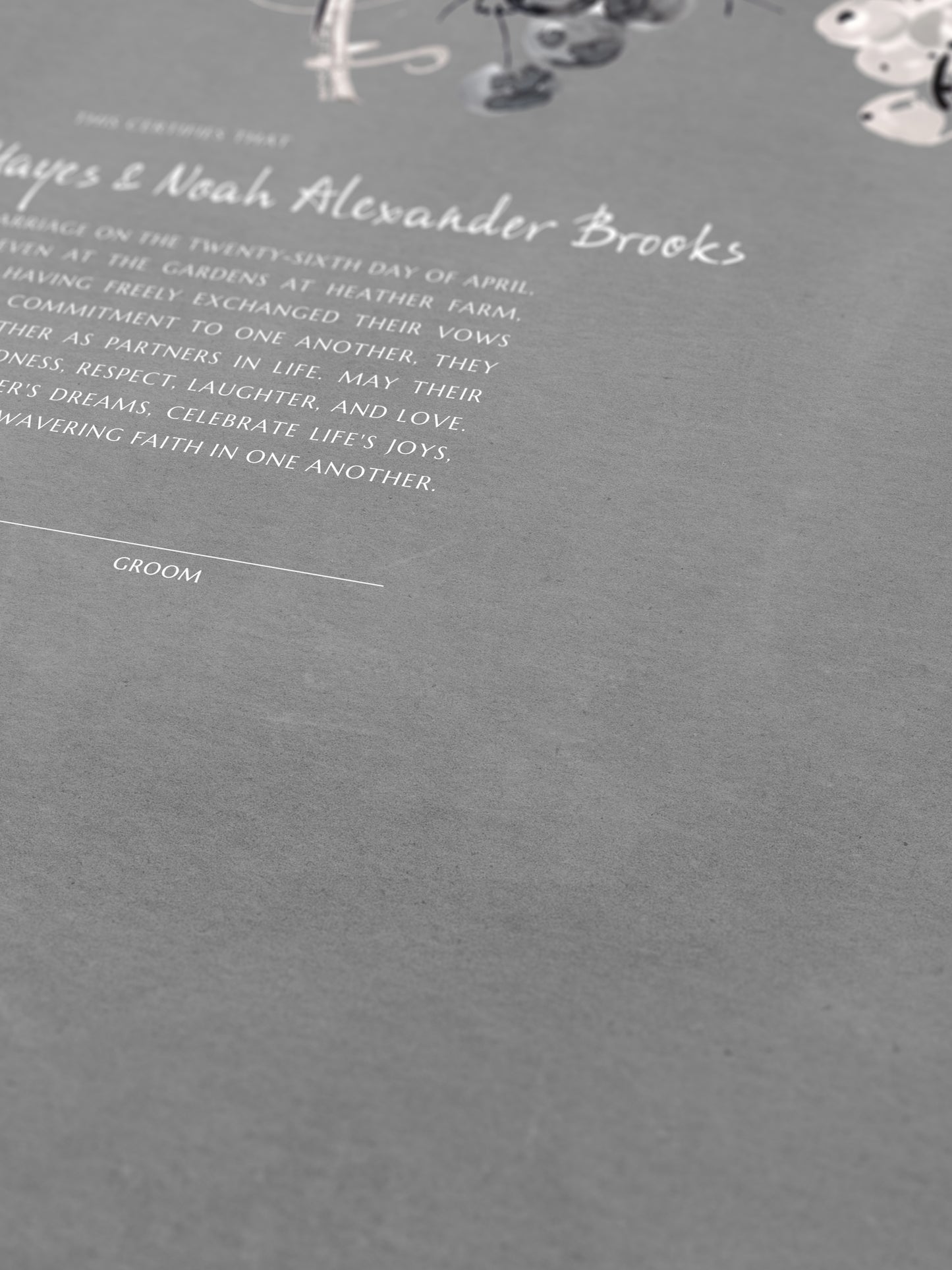 Grapevine Abundance Vineyard Wedding Certificate | Personalized Marriage memento | Museum-Quality Art Print