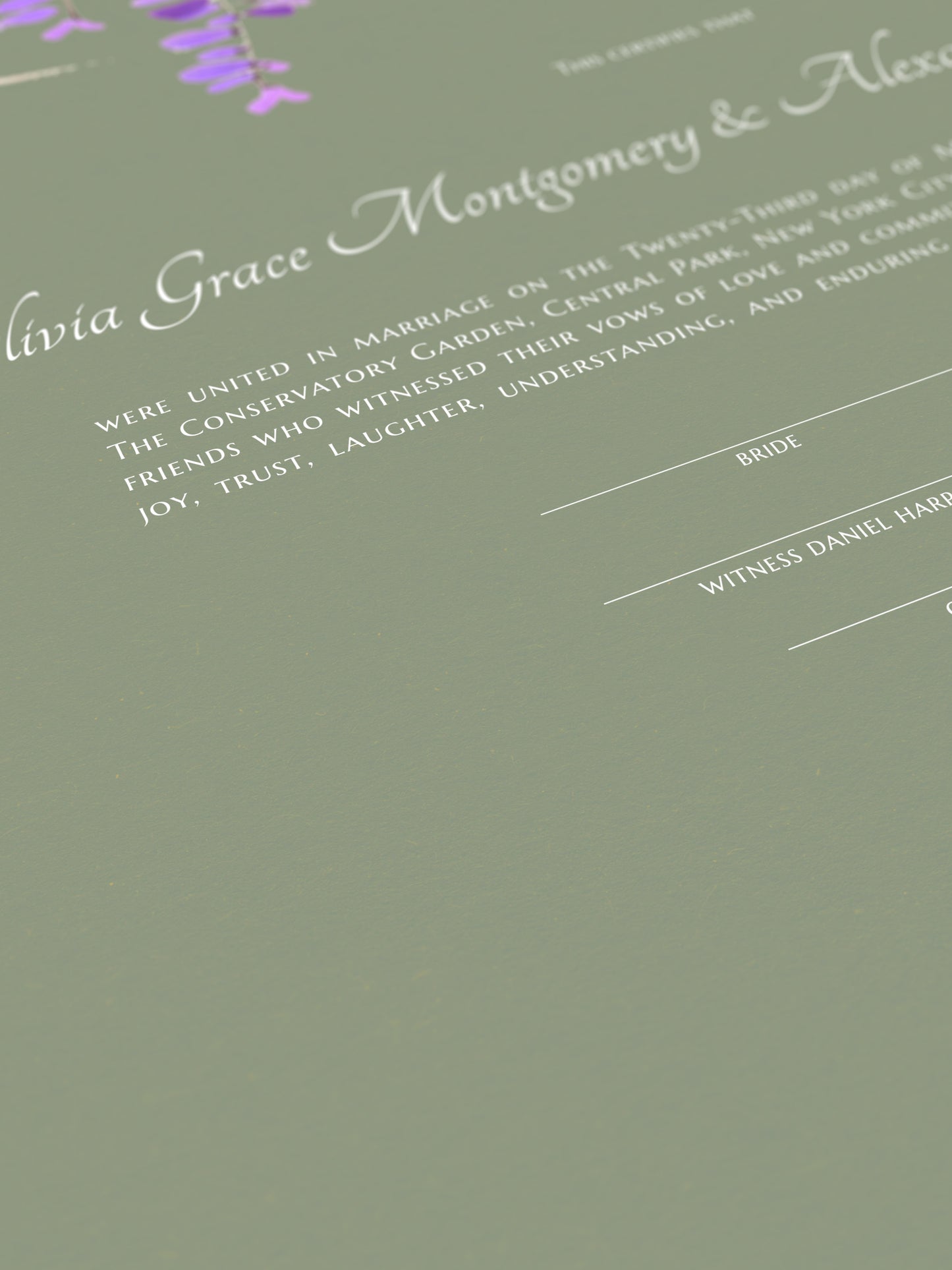 Cascading Wisteria Marriage Certificate | Botanical Quaker Wedding Certificate | Museum-Quality Artwork