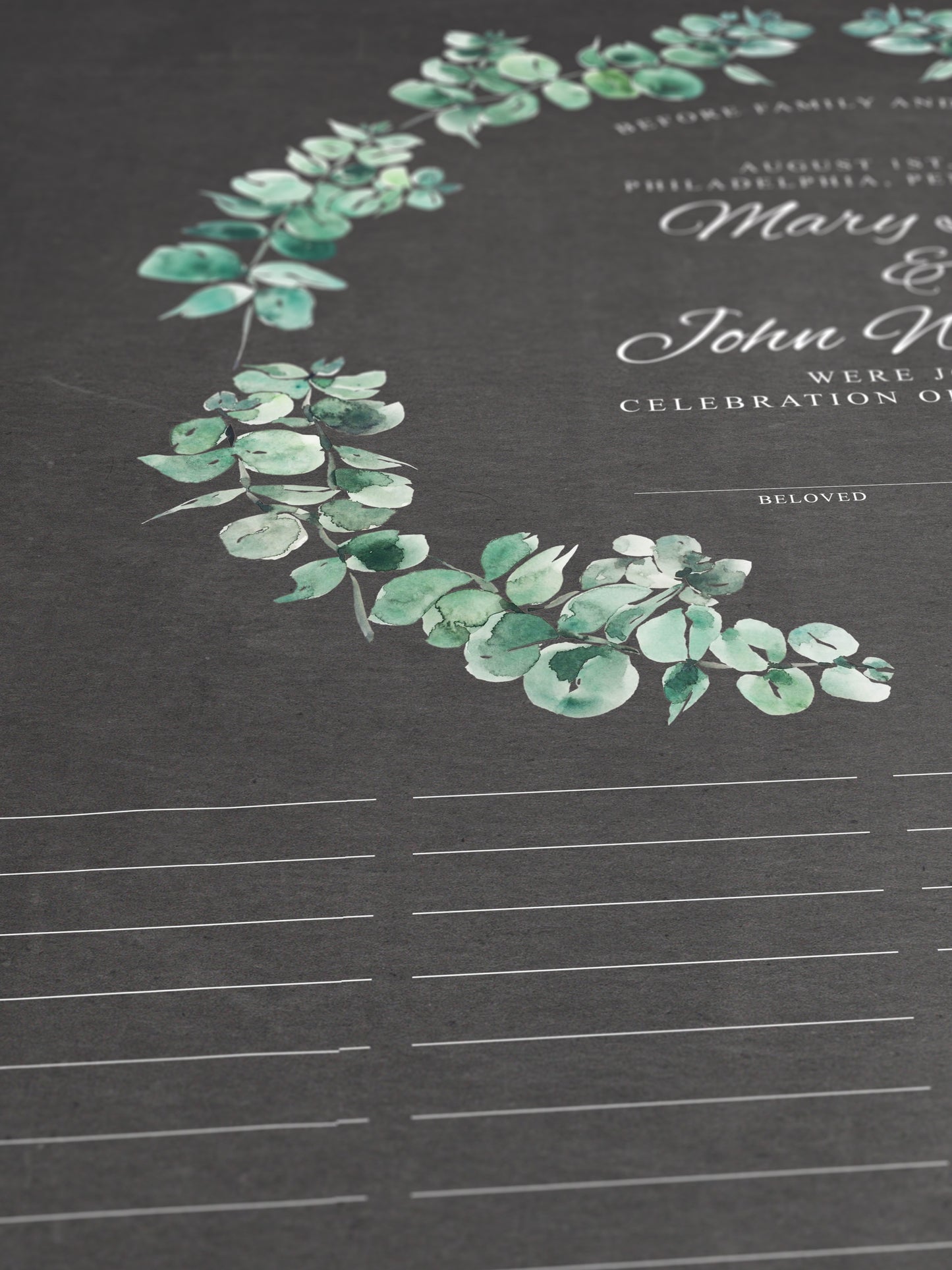 Circle of Renewal Eucalyptus Wreath Wedding Certificate | Personalized Quaker Marriage Keepsake | Evergreen Covenant Wreath of Unity