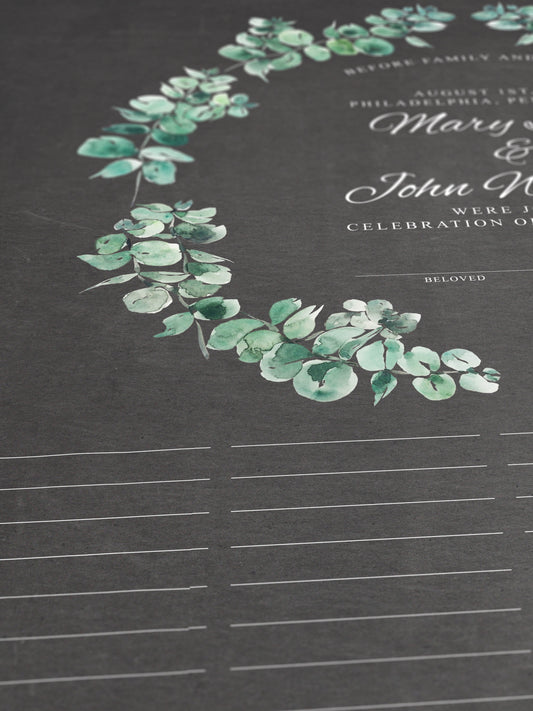 Circle of Renewal Eucalyptus Wreath Wedding Certificate | Personalized Quaker Marriage Keepsake | Evergreen Covenant Wreath of Unity